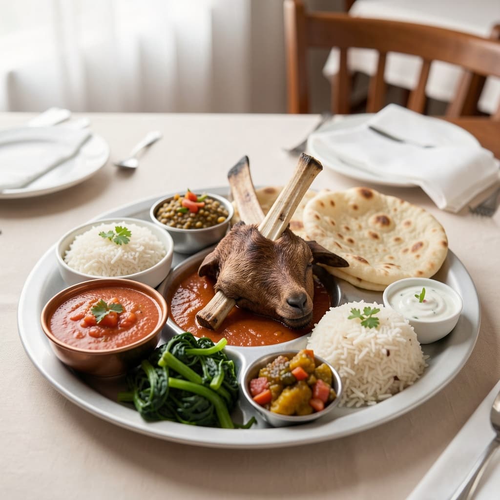 Goat with Bone Nepali Thali